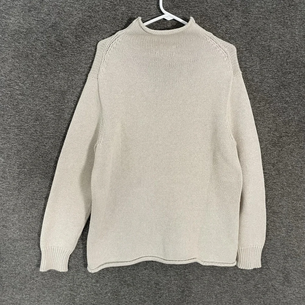 J Crew Always Sweater Adults 1988 Cotton Rollneck Sweater Oarsman Medium Ivory